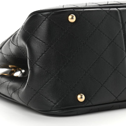 Chanel Calfskin Stitched Small Egyptian Amulet Drawstring Bag Black 7 of 9
