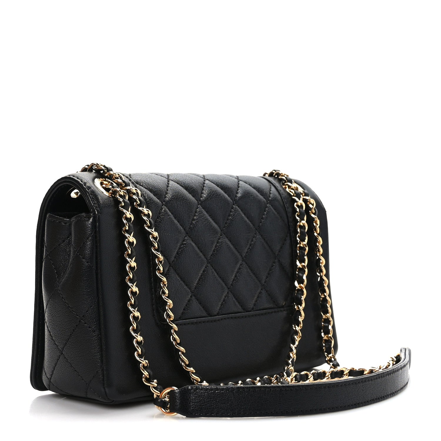 Chanel Sheepskin Quilted Small Vintage Mademoiselle Flap Black 3 of 9