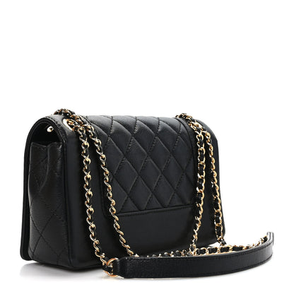 Chanel Sheepskin Quilted Small Vintage Mademoiselle Flap Black 3 of 9