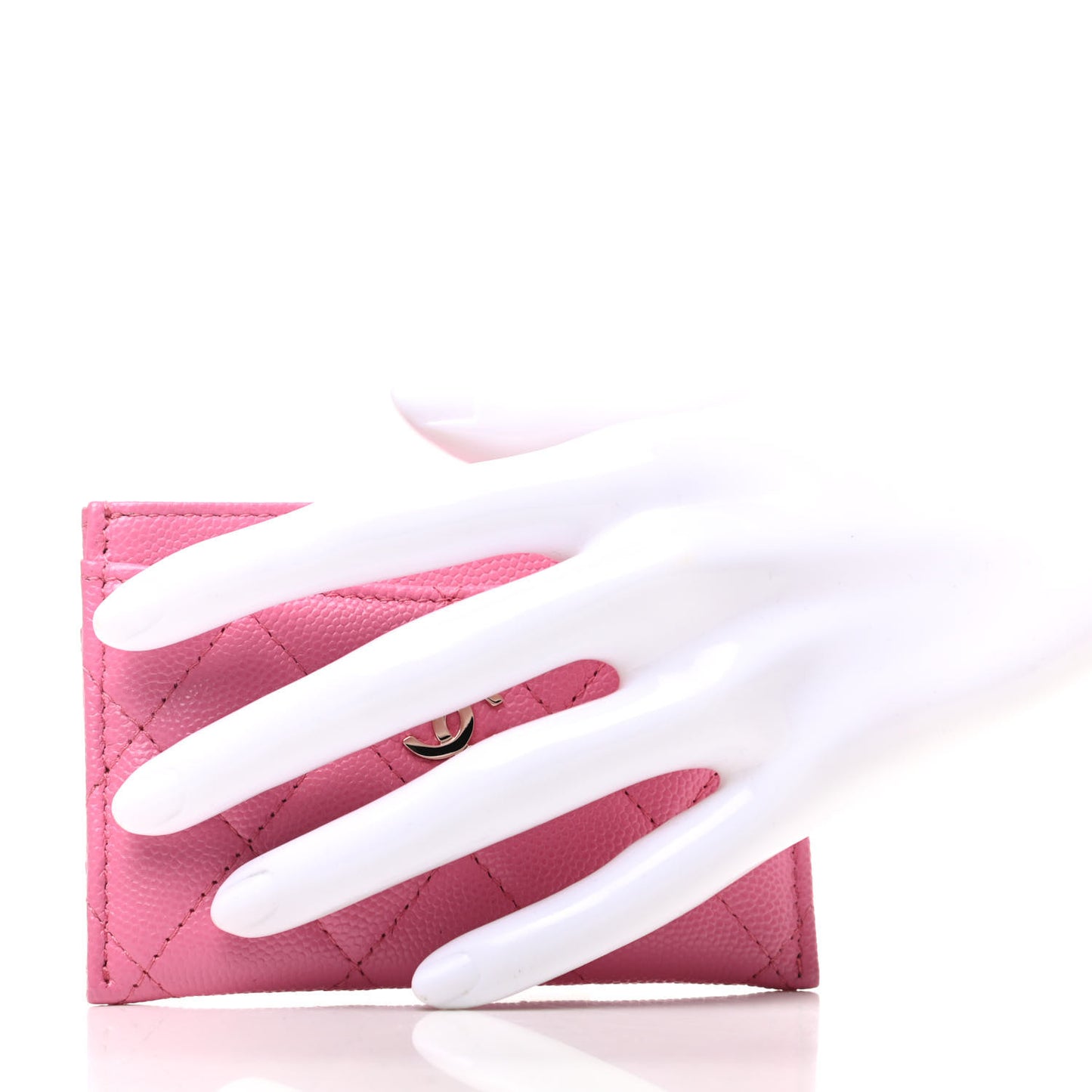 Caviar Quilted Card Holder Pink