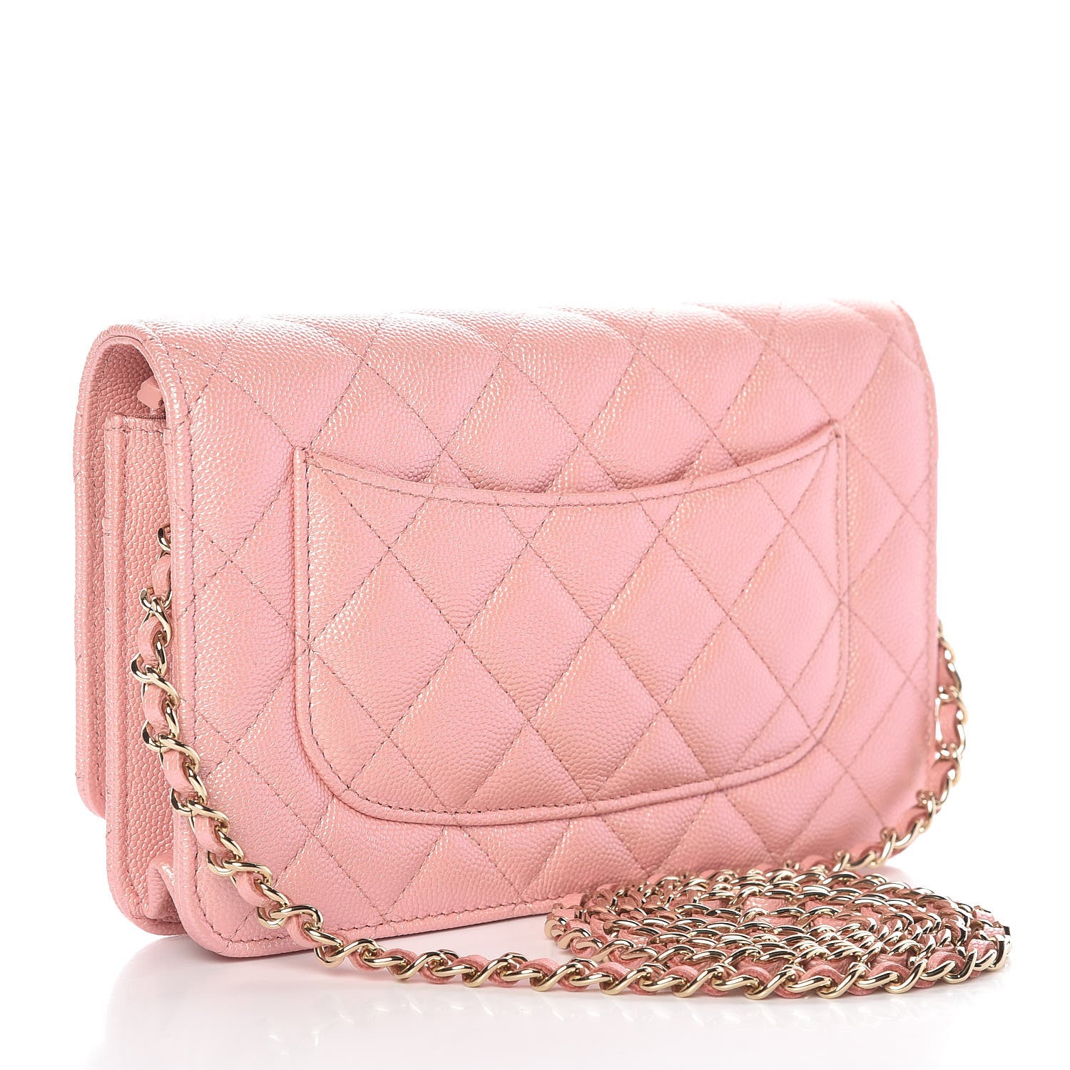 Chanel Iridescent Caviar Quilted Wallet on Chain WOC Rose Pink 3 of 10