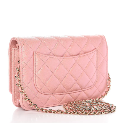 Chanel Iridescent Caviar Quilted Wallet on Chain WOC Rose Pink 3 of 10