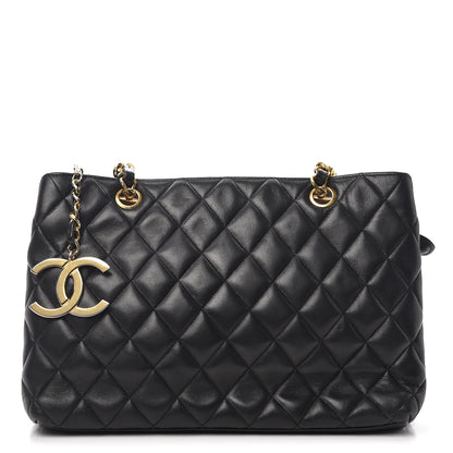Chanel Lambskin Quilted Shopping Tote Black 1 of 8