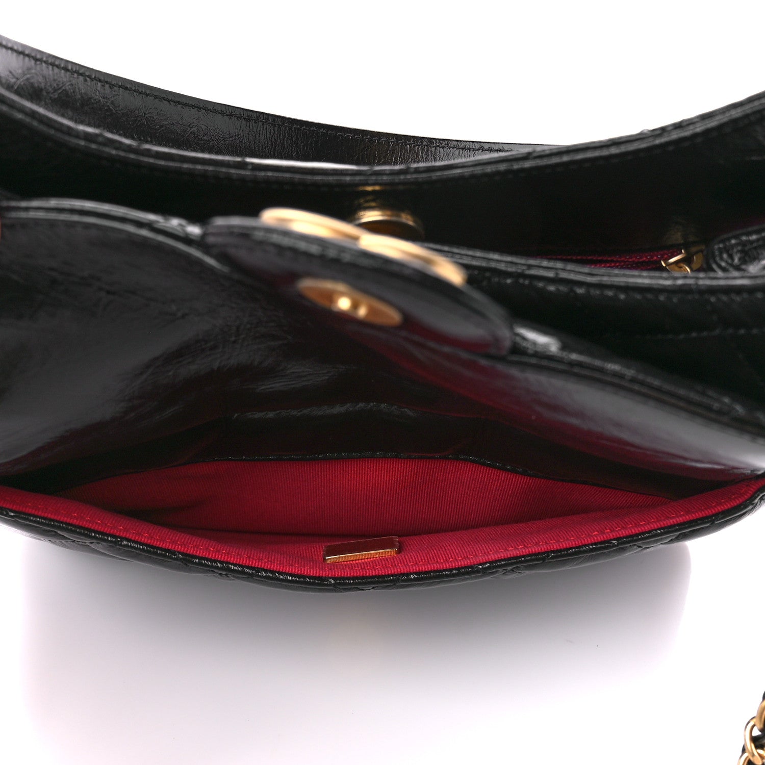 Chanel Shiny Crumpled Calfskin Quilted Wavy CC Hobo Black 6 of 12