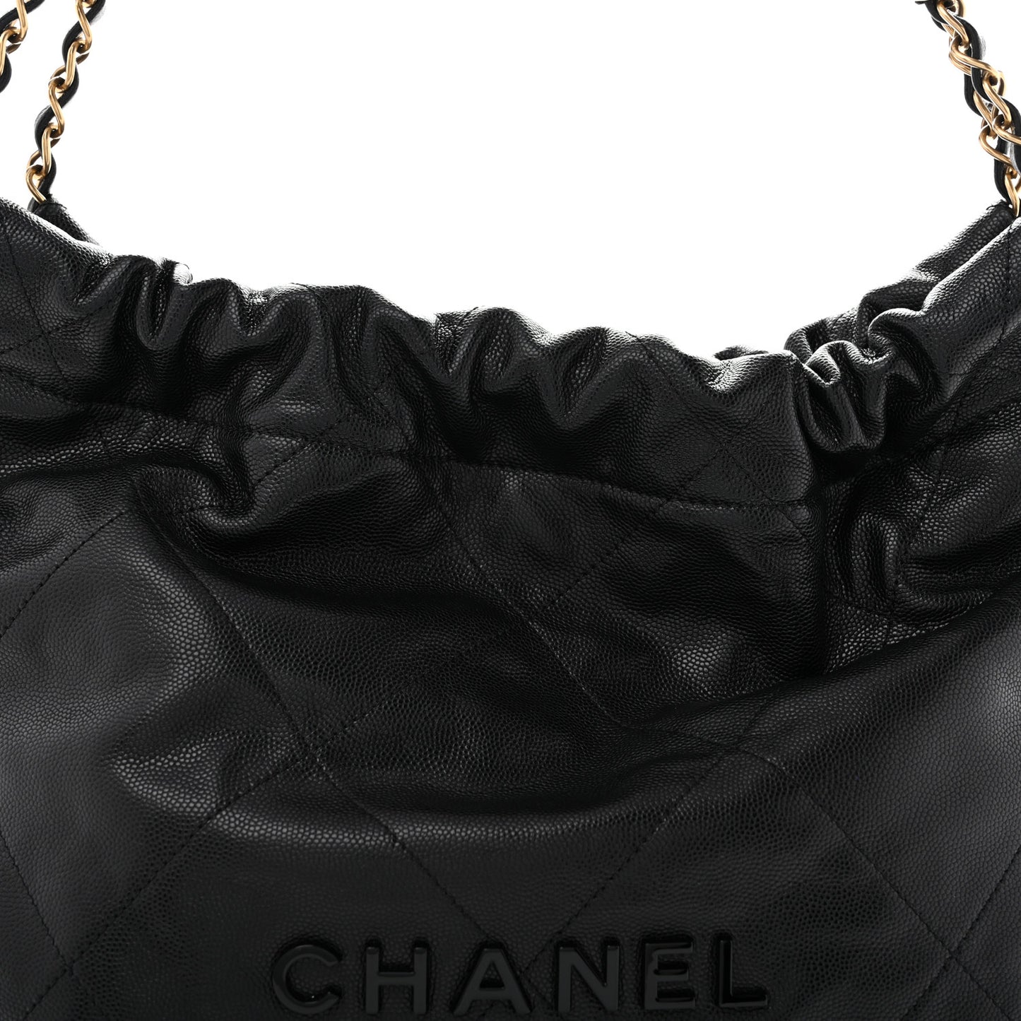Shiny Caviar Quilted Monochrome Small Chanel 22 Black