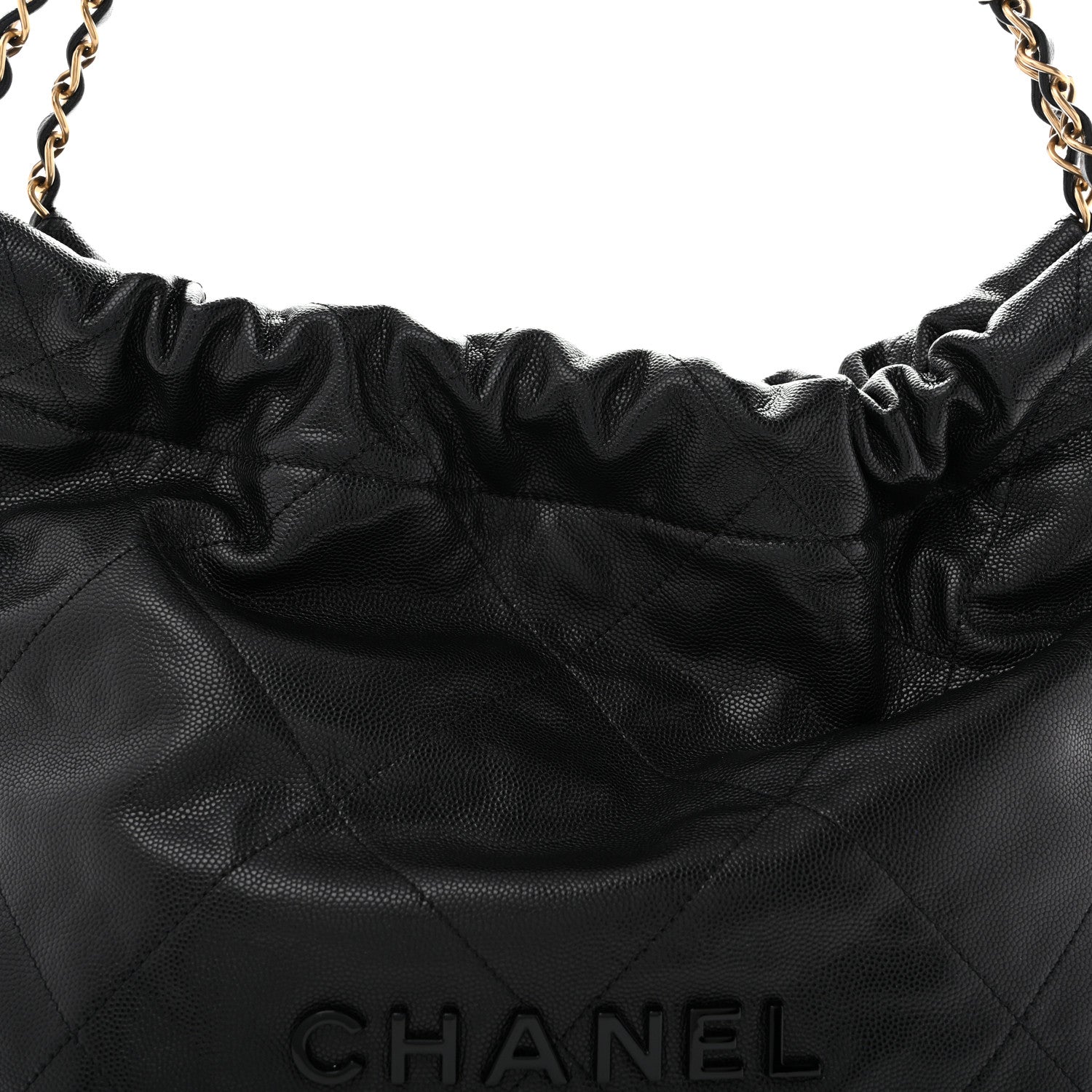 Chanel Shiny Caviar Quilted Monochrome Small Chanel 22 Black 9 of 12