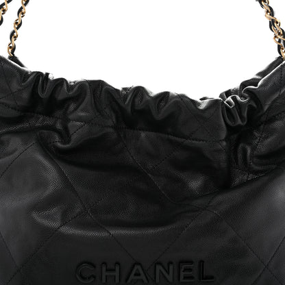 Chanel Shiny Caviar Quilted Monochrome Small Chanel 22 Black 9 of 12