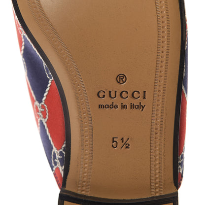 Gucci Mini GG Rhombus Chain Mens Princetown Slippers 5.5 Royal Bleuett Red 9 of 10
