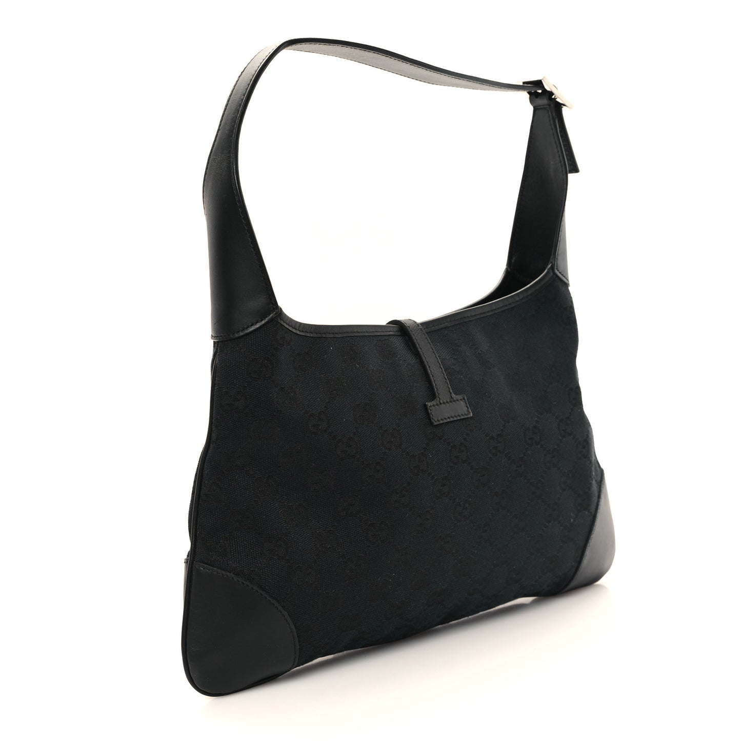 Monogram Lobster Clasp Jackie O Hobo Black