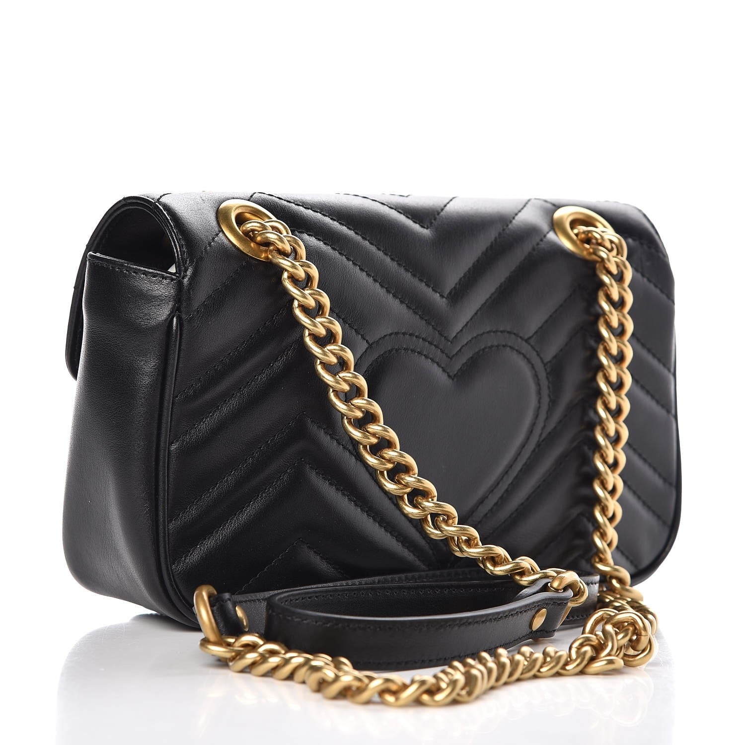 Gucci Calfskin Matelasse Mini GG Marmont Shoulder Bag Black 3 of 7