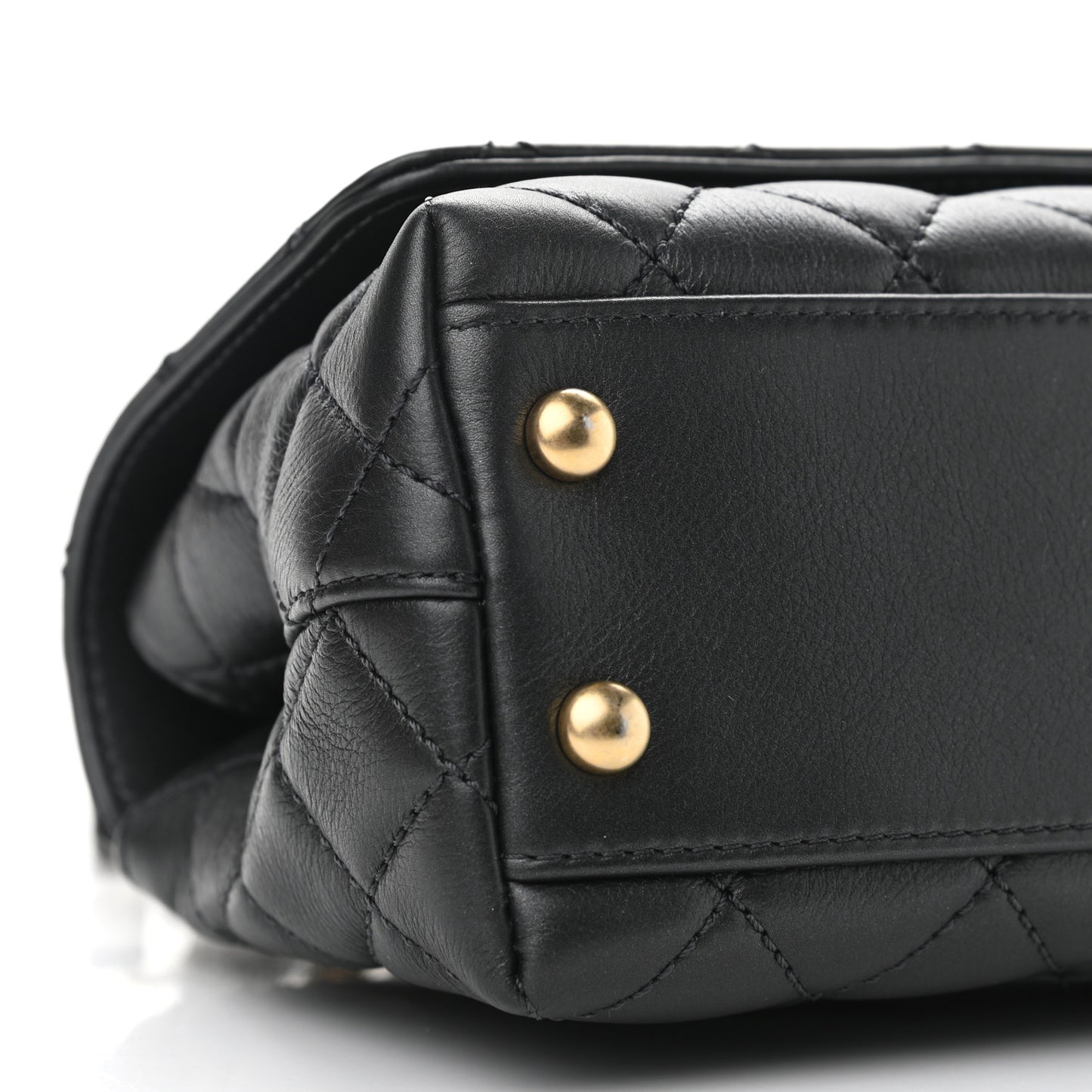 Calfskin Crystal Quilted Extra Mini Coco Handle Flap Black
