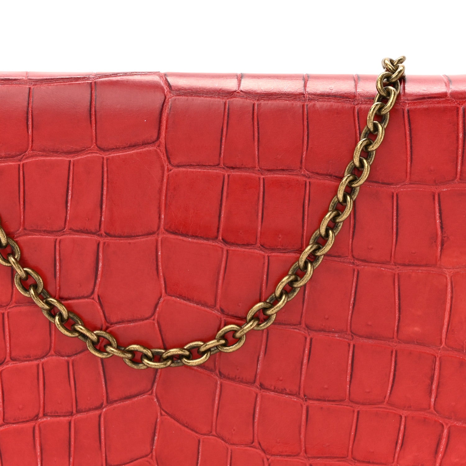 Bottega Veneta Crocodile Chain Wallet Red 8 of 16