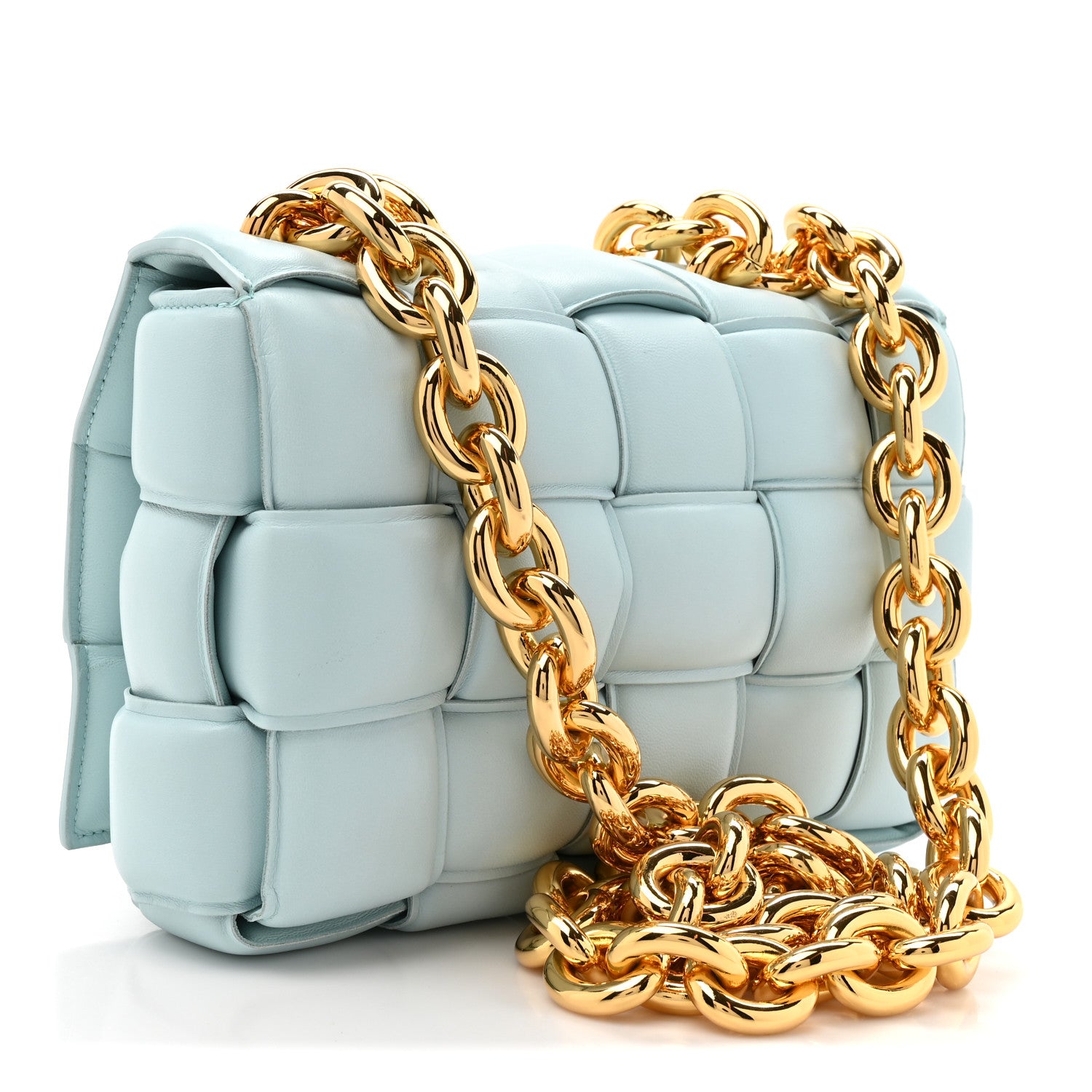Bottega Veneta Lambskin Maxi Intreccio Padded Chain Cassette Crossbody Bag Spearmint 3 of 10