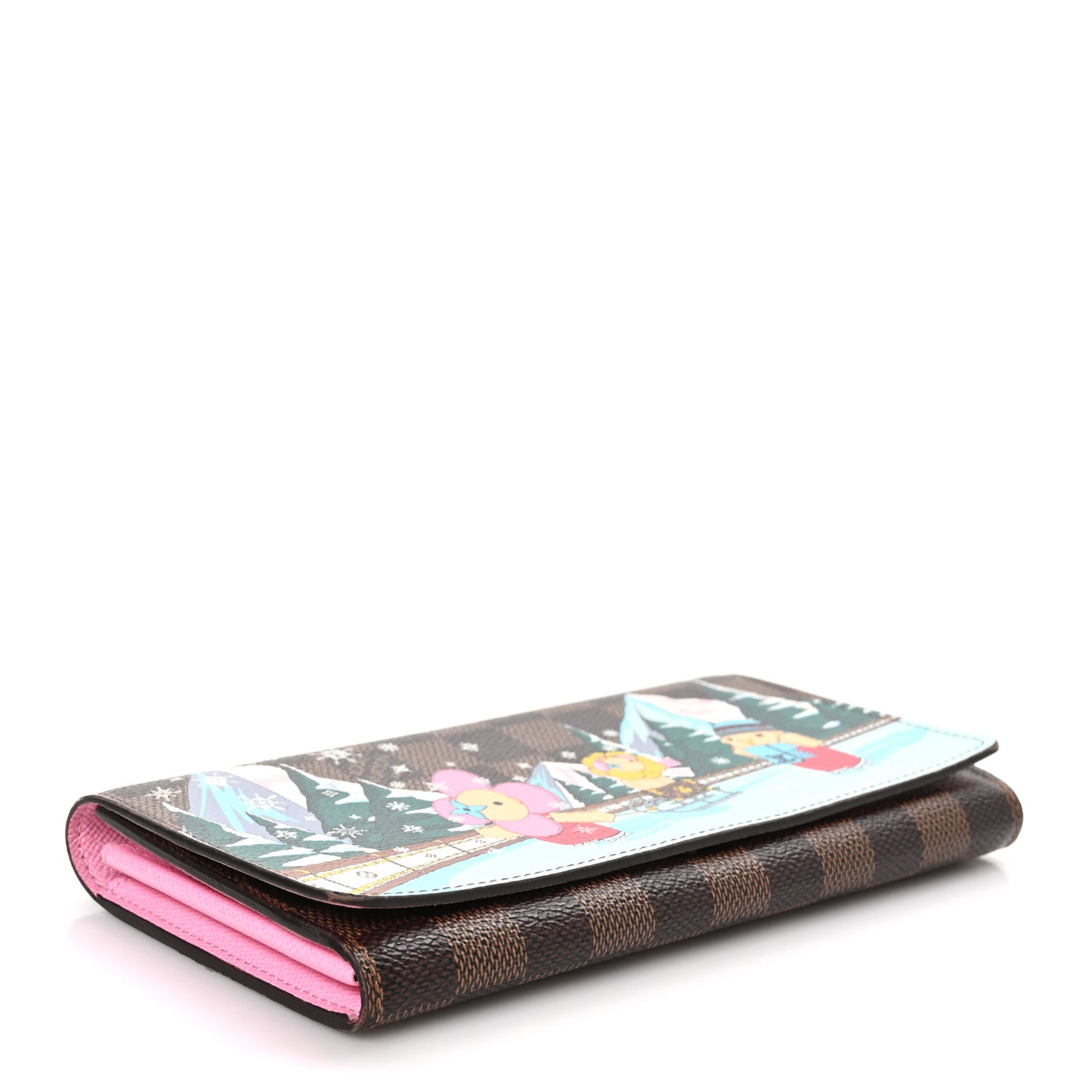 Damier Ebene 2023 Christmas Animation Ice Skating Sarah Wallet Pink