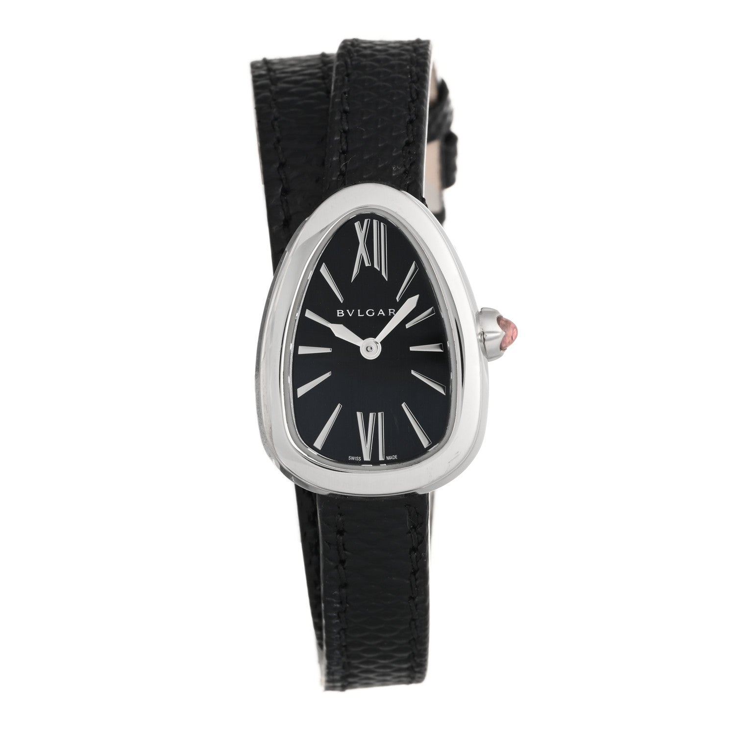 Bulgari Stainless Steel Lizard 20mm Serpenti Double Wrap Quartz Watch Black 1 of 5