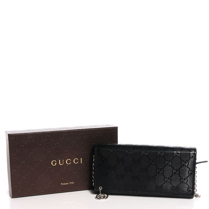 Gucci Imprime Monogram GG Pierce Chain Clutch Wallet Black 5 of 8