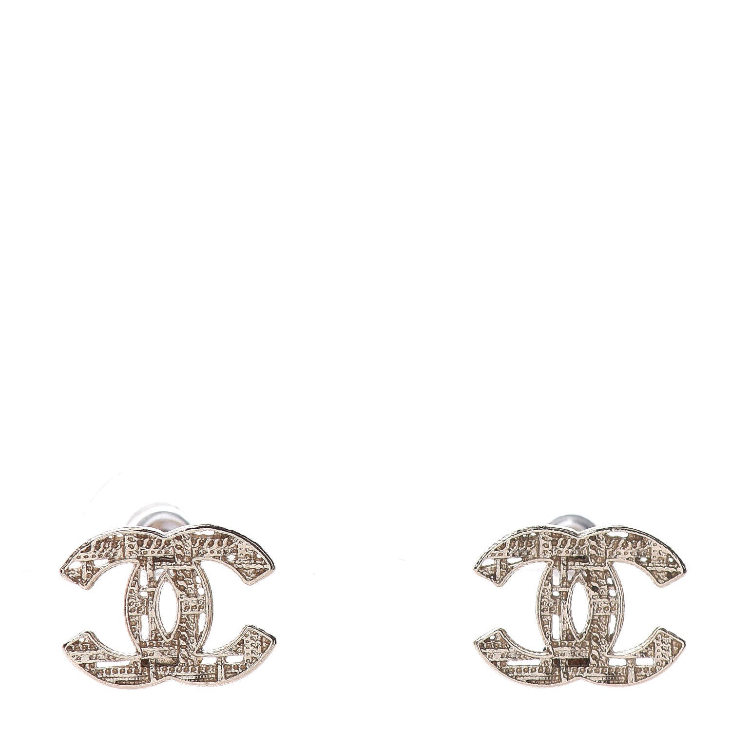 Chanel Tweed Effect CC Earrings Gold 1 of 5