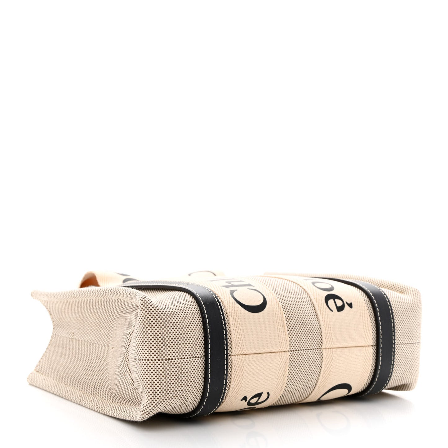 Cotton Calfskin Small Woody Ribbon Tote With Strap White Navy