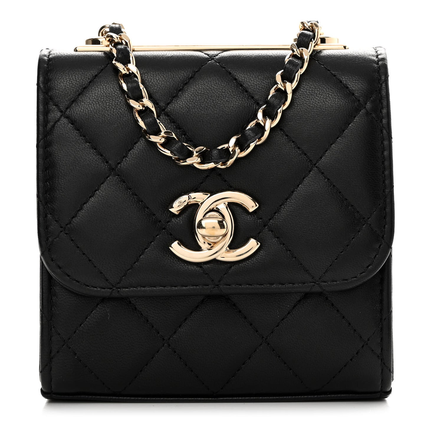 Lambskin Quilted Mini Trendy CC Chain Wallet Black