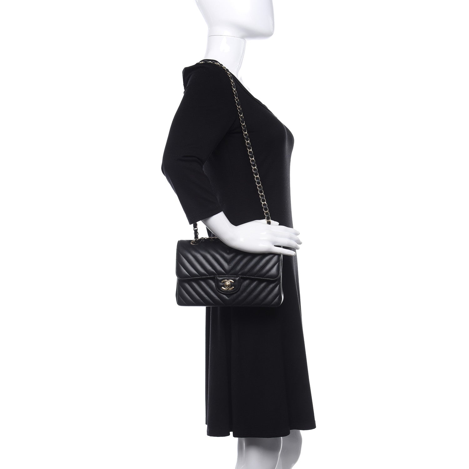 Chanel Lambskin Chevron Quilted Small Double Flap Black 4 of 17