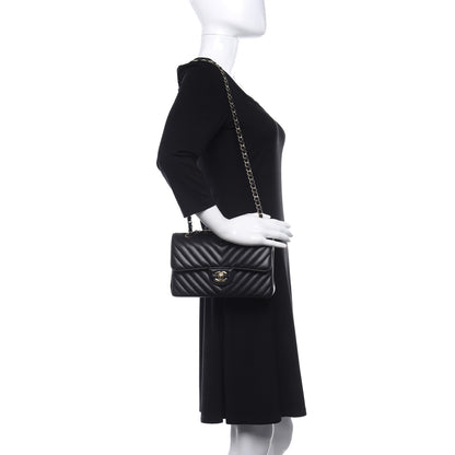 Chanel Lambskin Chevron Quilted Small Double Flap Black 4 of 17