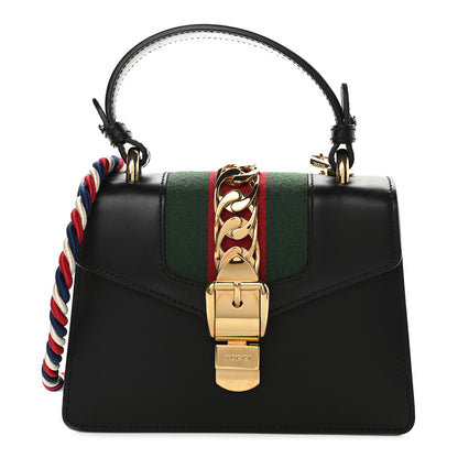 Gucci Calfskin Mini Sylvie Top Handle Bag Black 1 of 8