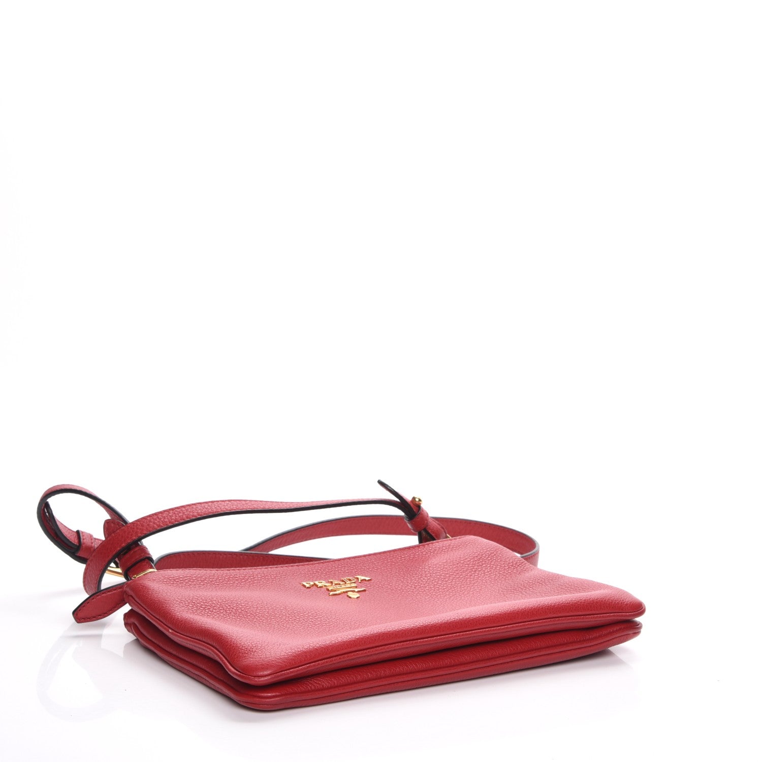 Prada Vitello Phenix Double Zip Crossbody Bag Scarlatto 8 of 10