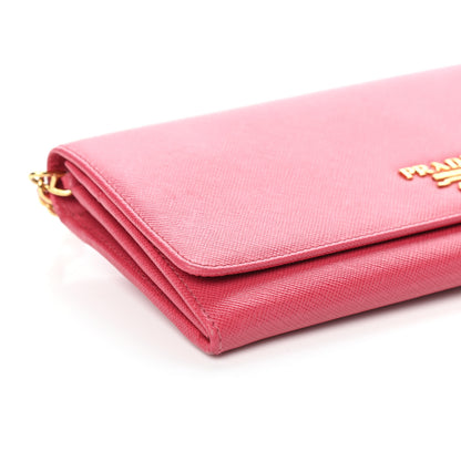 Prada Saffiano Metal Oro Chain Wallet Peonia 7 of 8