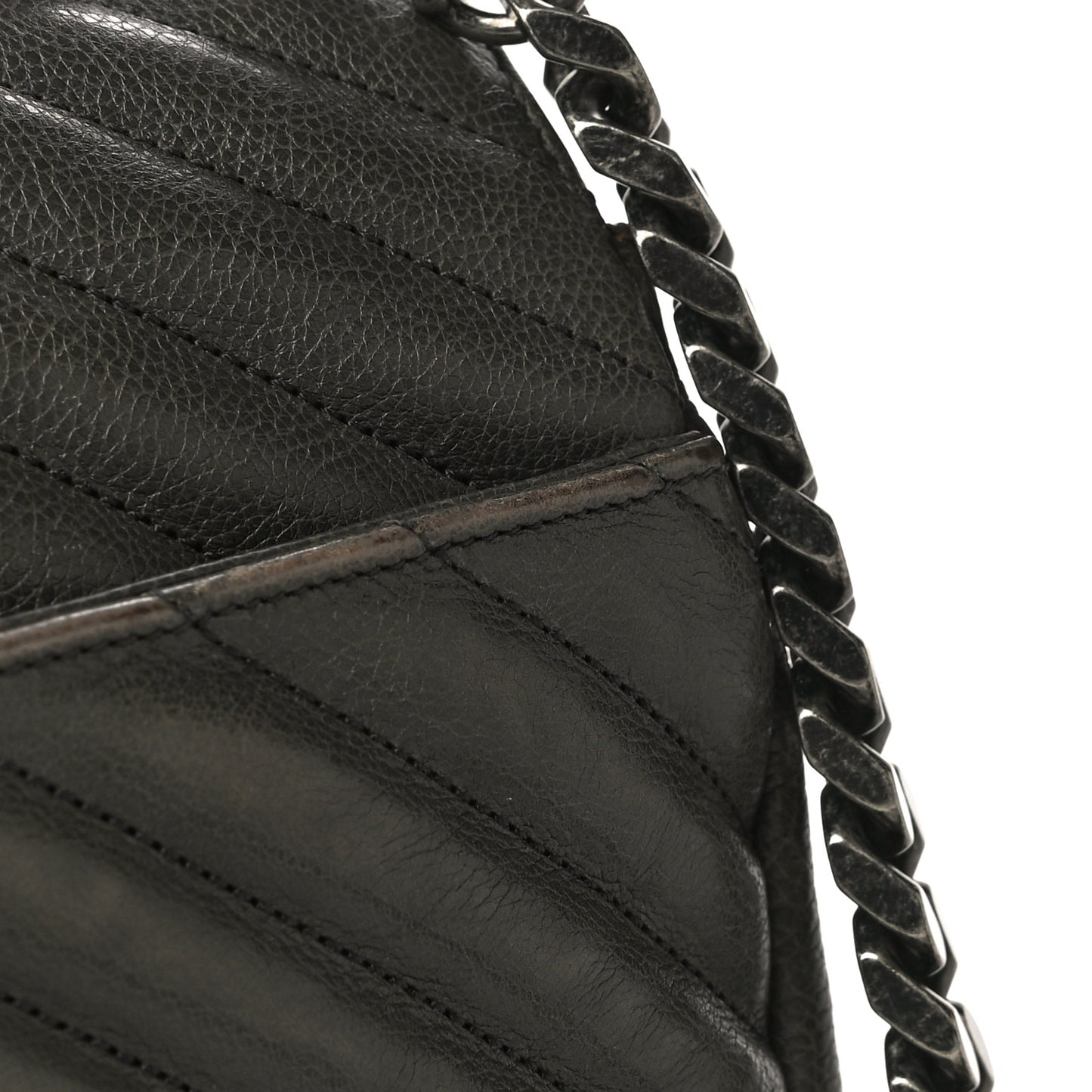 Grained Calfskin Matelasse Chevron Monogram Medium College Bag Grey