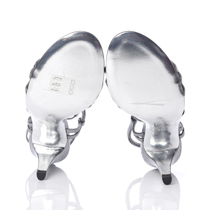 Chanel Metallic Lambskin Strappy Sandals 37.5 Silver 7 of 7