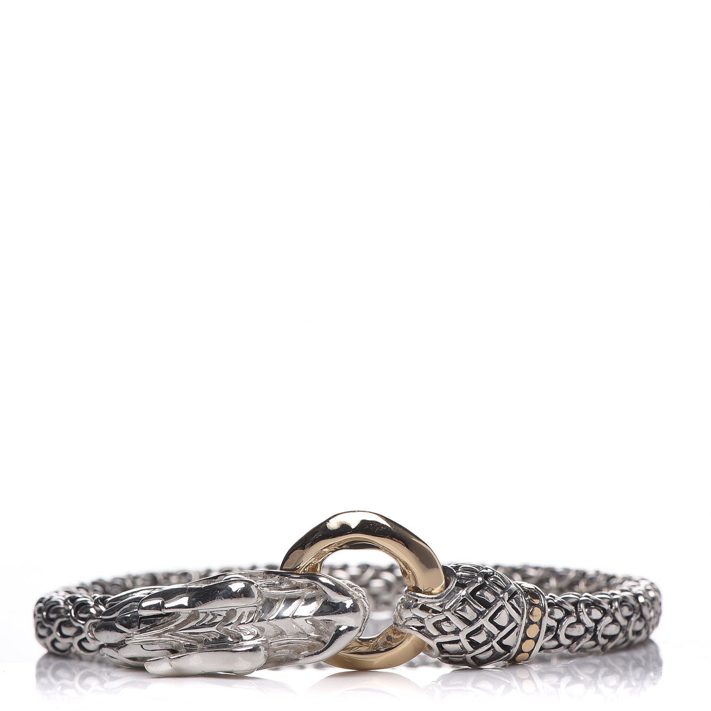 Sterling Silver 18K Yellow Gold 6mm Naga Dragon Bracelet