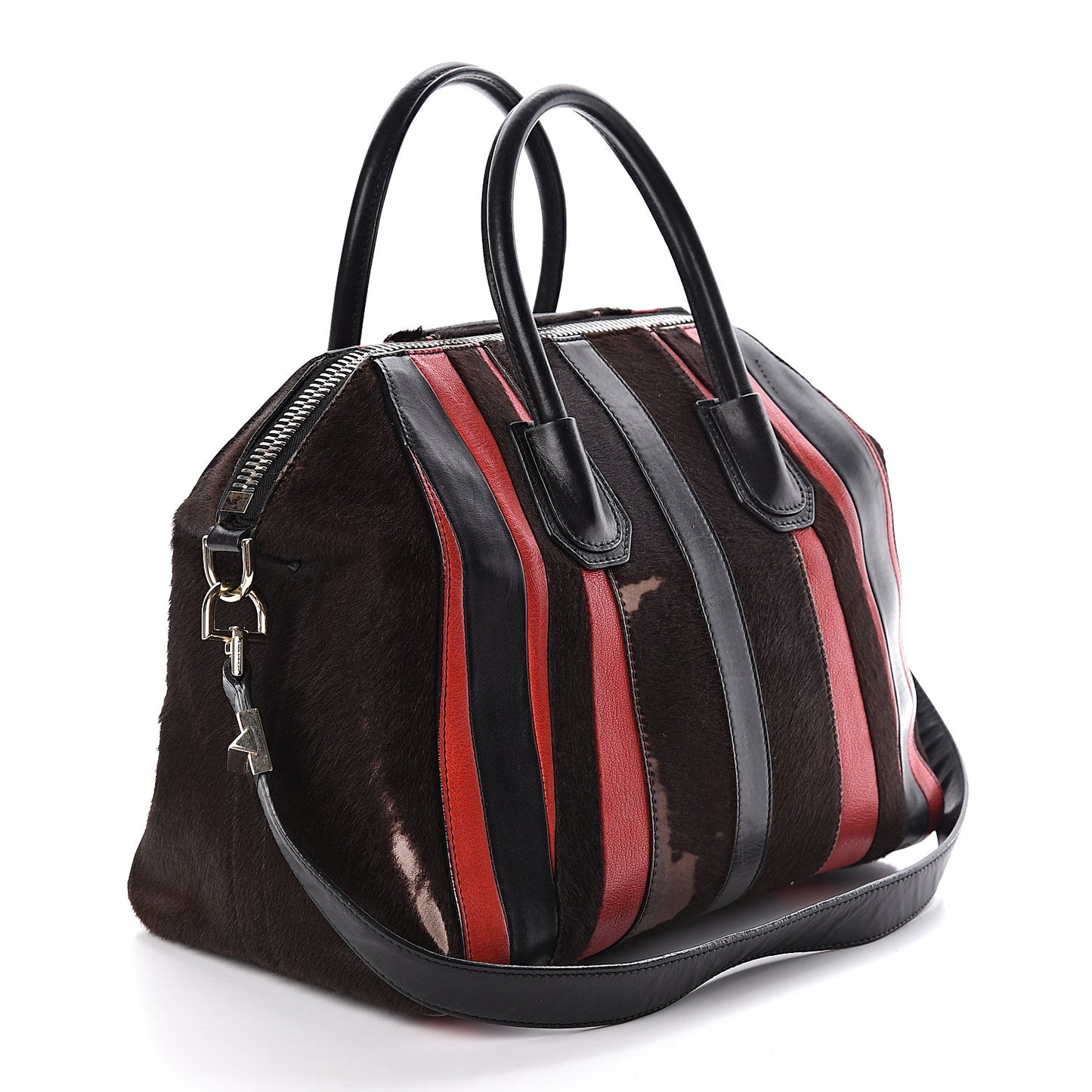 Calf Hair Goatskin Smooth Calfskin Patchwork Medium Antigona Black Red