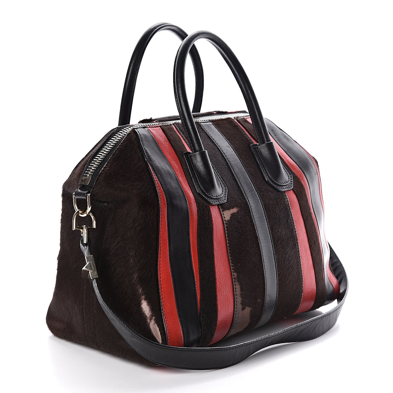 Givenchy Calf Hair Goatskin Smooth Calfskin Patchwork Medium Antigona Black Red 4 of 19