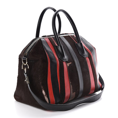 Givenchy Calf Hair Goatskin Smooth Calfskin Patchwork Medium Antigona Black Red 4 of 19