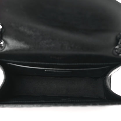 Saint Laurent Grain De Poudre Textured Mixed Matelasse Triquilt Medium Monogram Monochrome Satchel Black 5 of 8