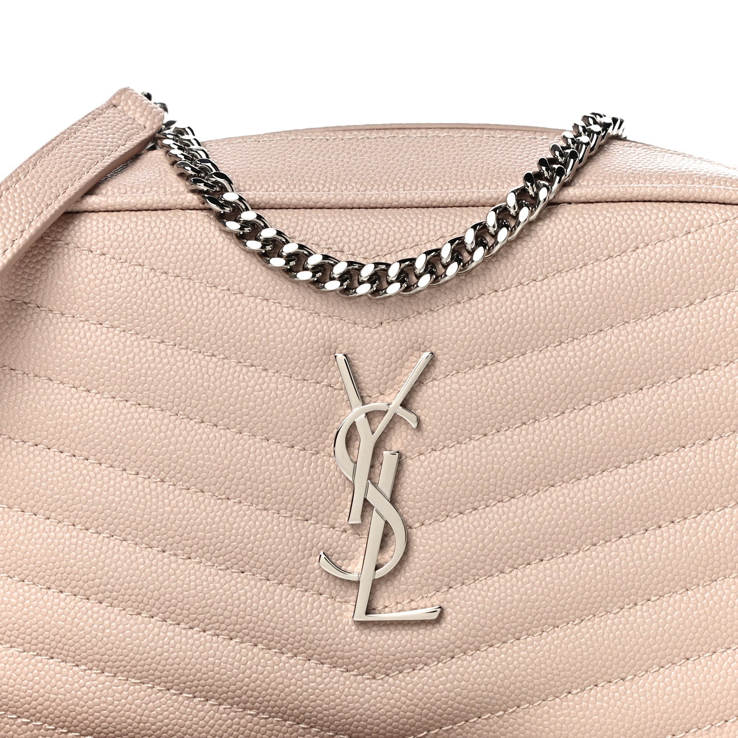 Saint Laurent Grain De Poudre Matelasse Monogram Mini Lou Camera Bag Marble Pink 8 of 10