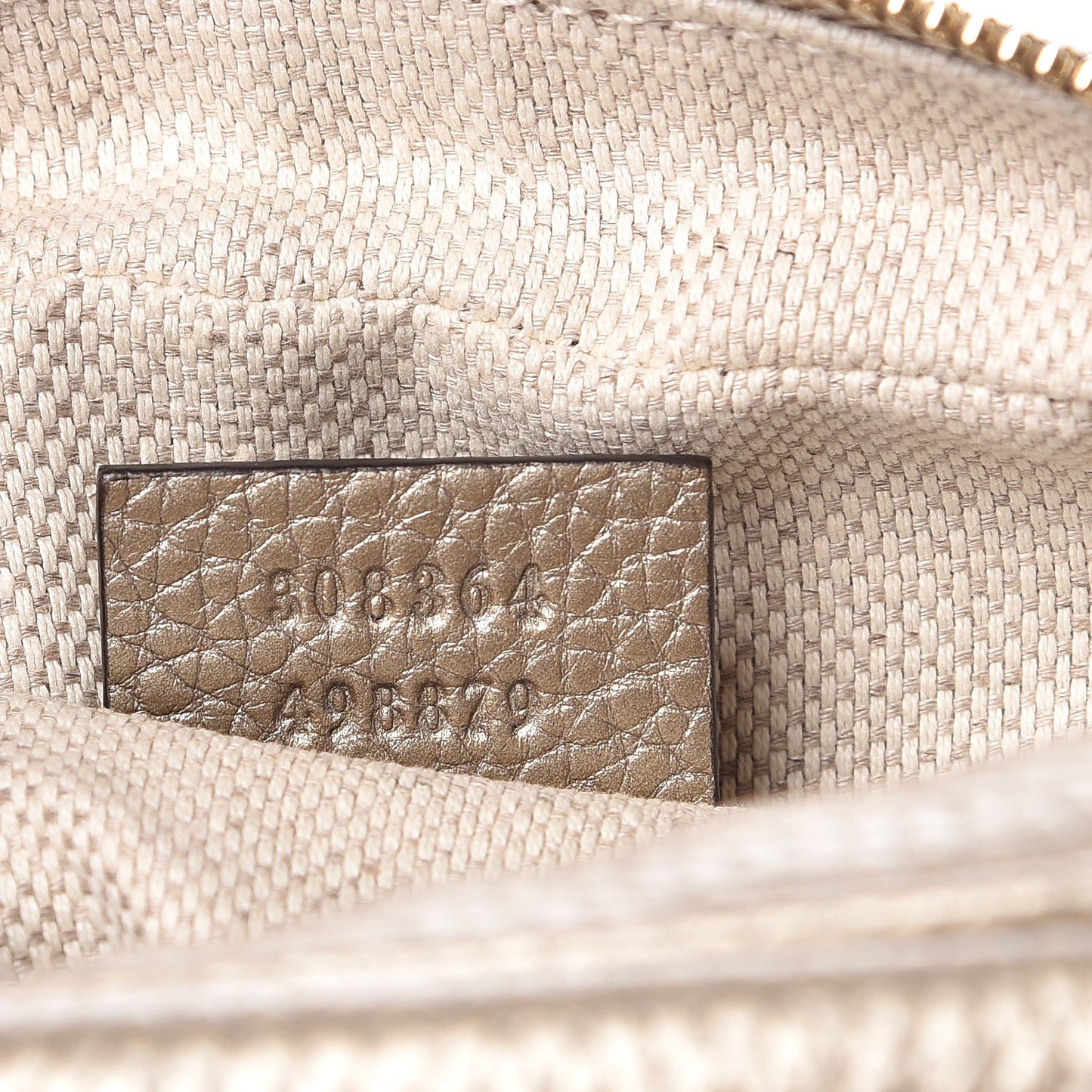 Metallic Pebbled Calfskin Small Soho Disco Bag Golden Beige