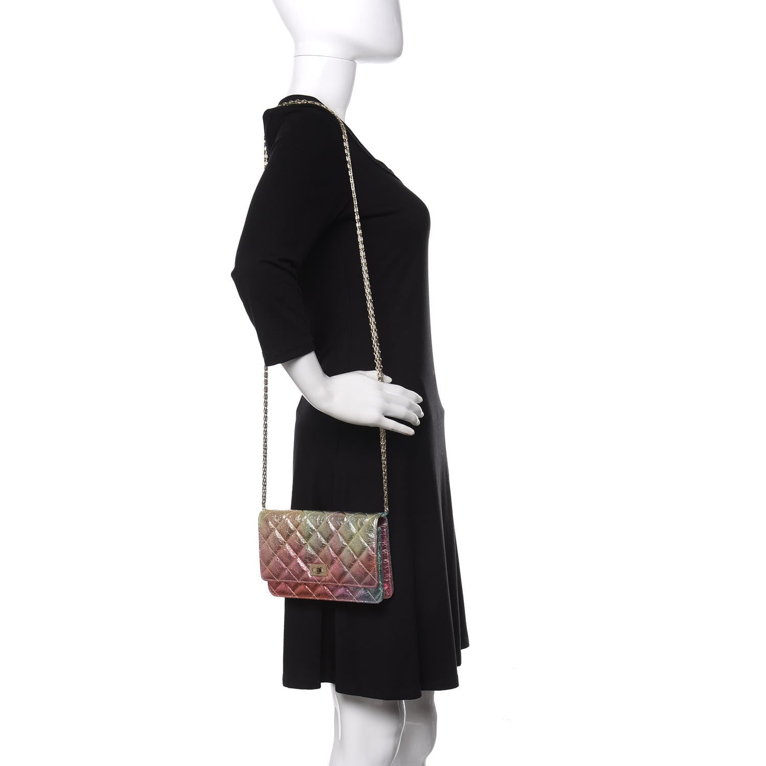 Chanel Metallic Goatskin Quilted 2.55 Reissue Wallet on Chain WOC Multicolor 2 of 12