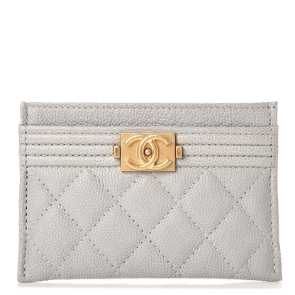 Chanel Caviar Quilted Boy Card Holder Grey 1 of 9
