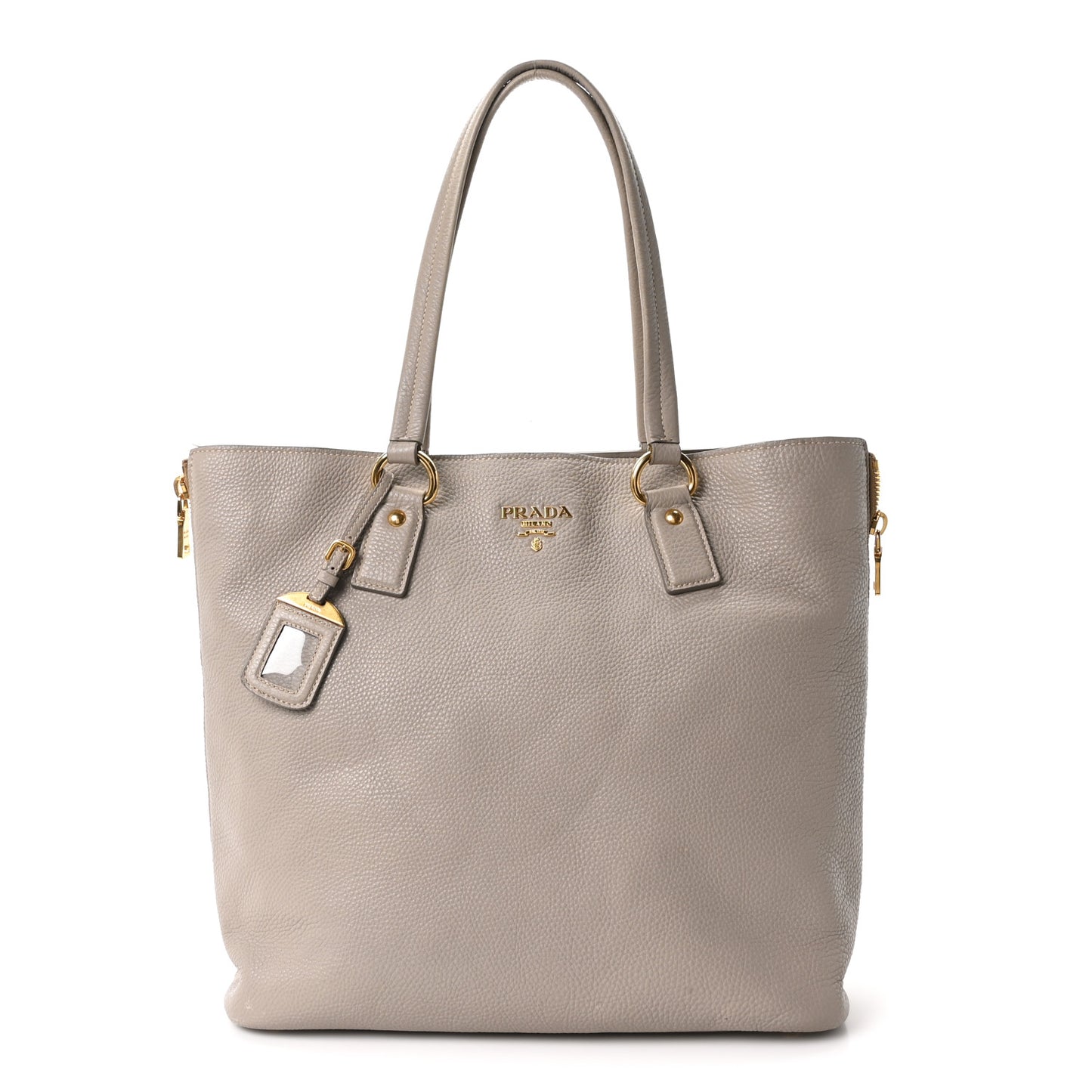 Vitello Daino Side Zip Shopper Tote Pomice