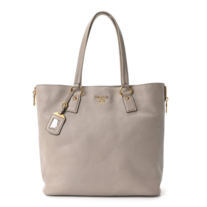 Prada Vitello Daino Side Zip Shopper Tote Pomice 1 of 10
