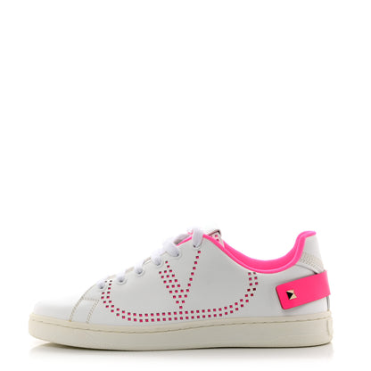 Valentino Garavani Calfskin Womens Backnet Sneakers 37 White Fuchsia 1 of 8