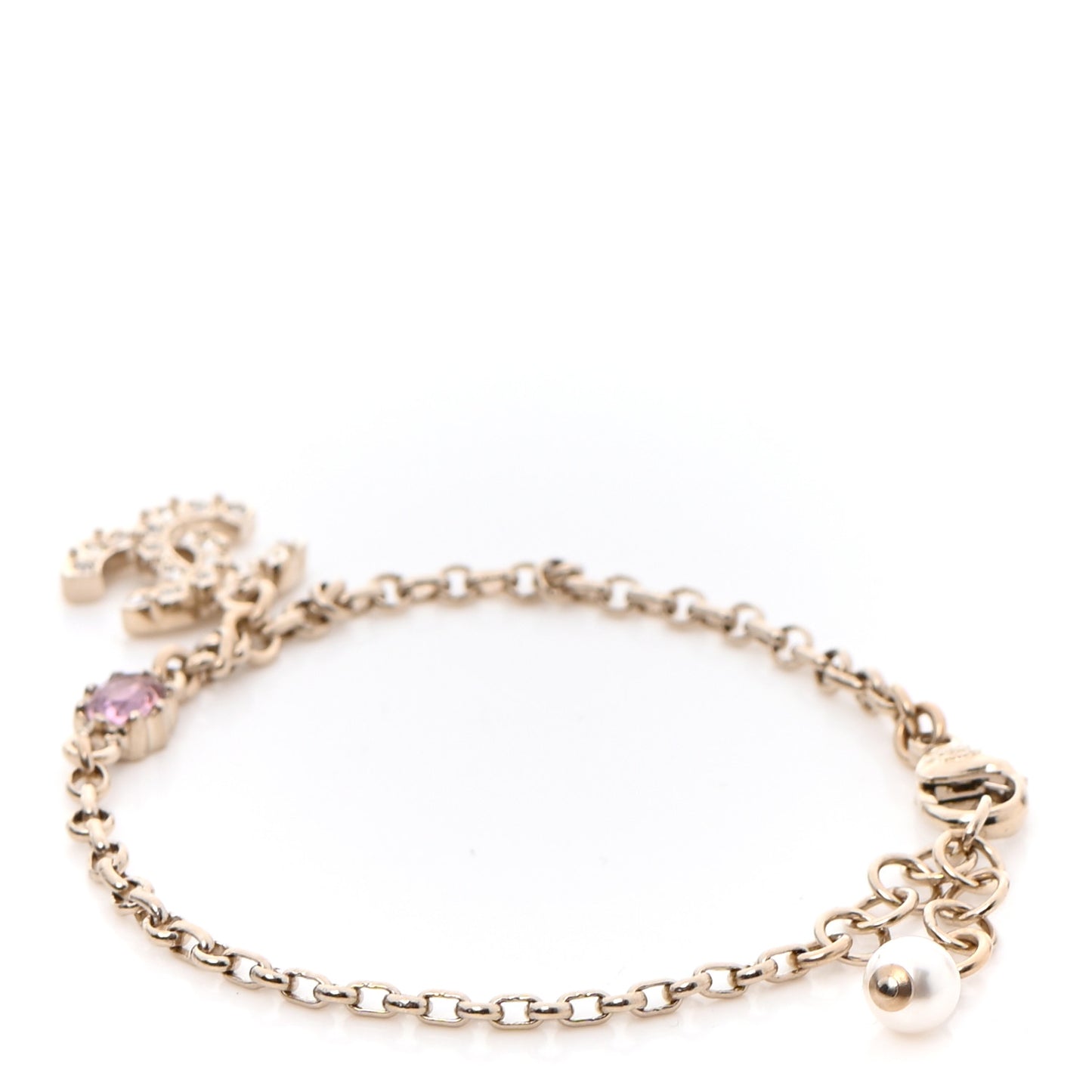 Pearl Crystal CC Bracelet Gold