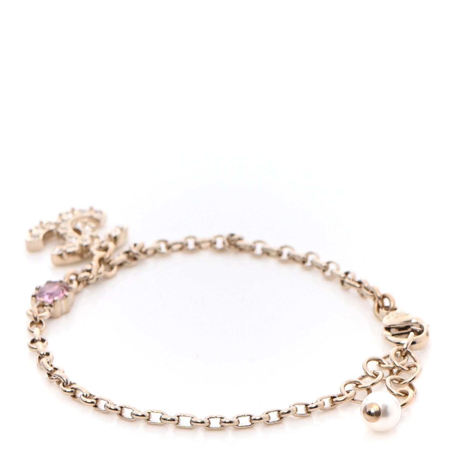 Chanel Pearl Crystal CC Bracelet Gold 3 of 4