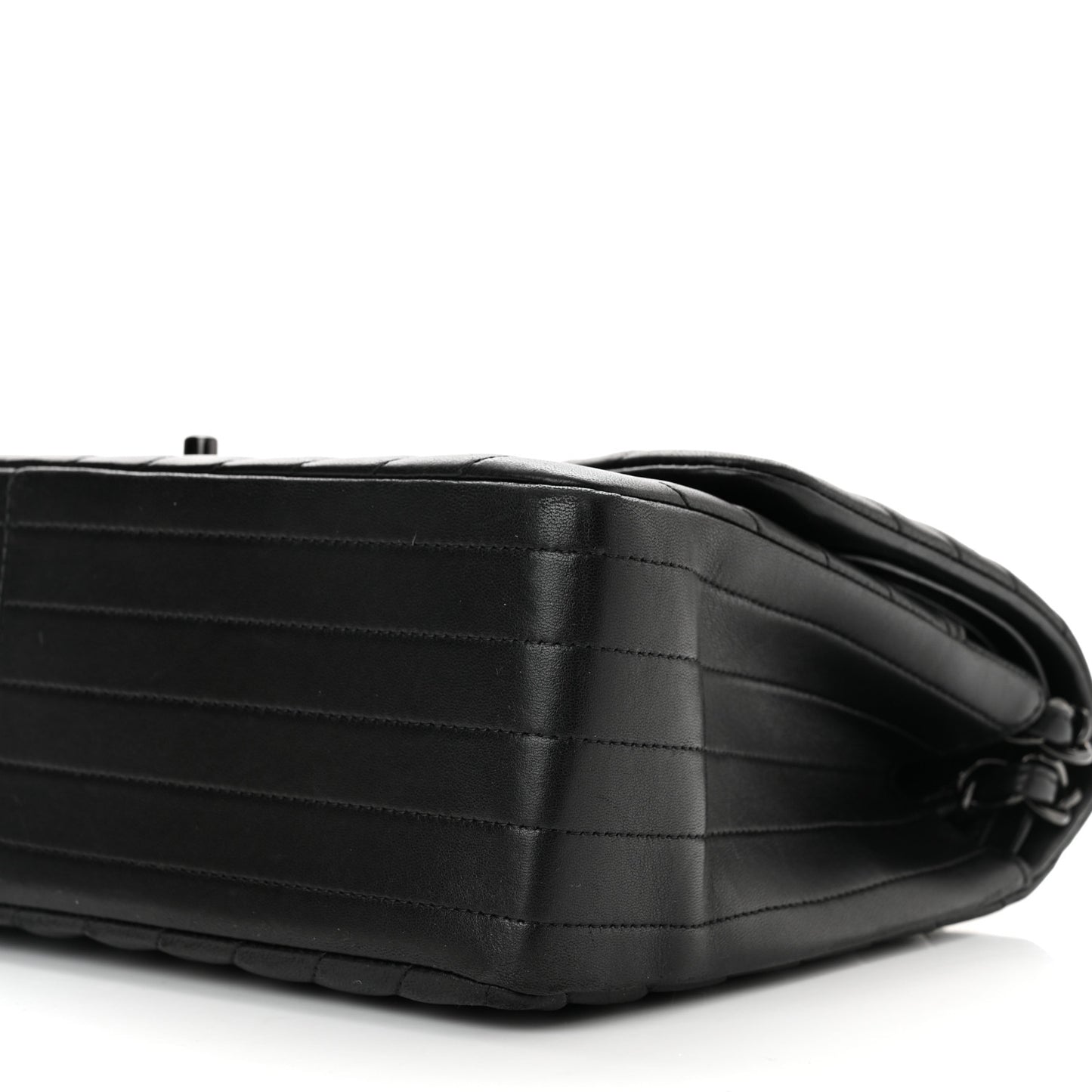 Lambskin Chevron Quilted Jumbo Double Flap So Black