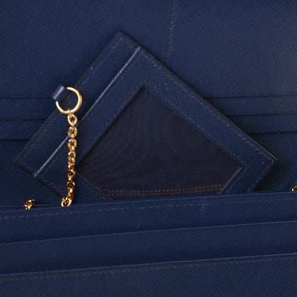 Prada Saffiano Metal Bar Continental Flap Wallet Bleuette 8 of 10
