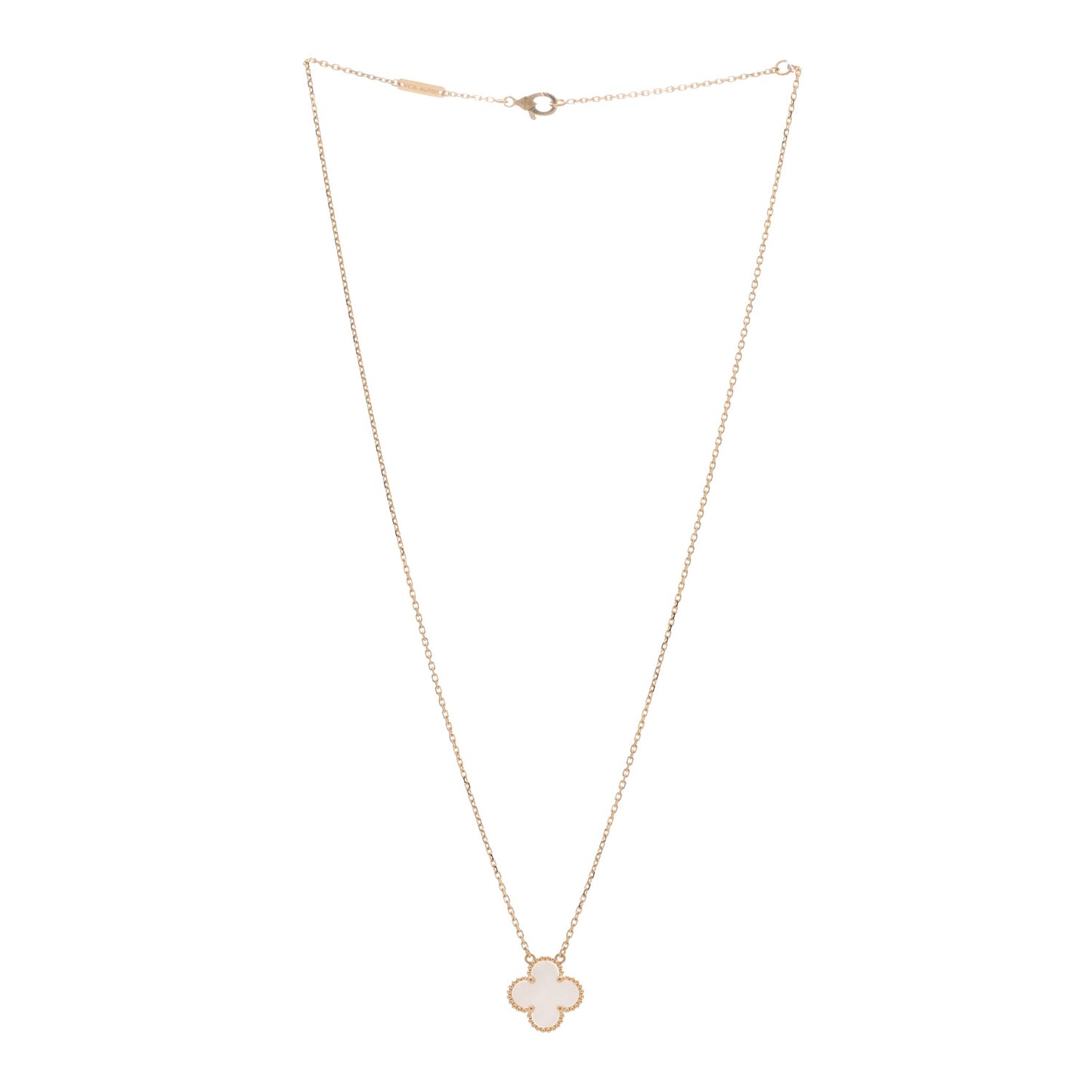 18K Yellow Gold Mother of Pearl Vintage Alhambra Pendant Necklace
