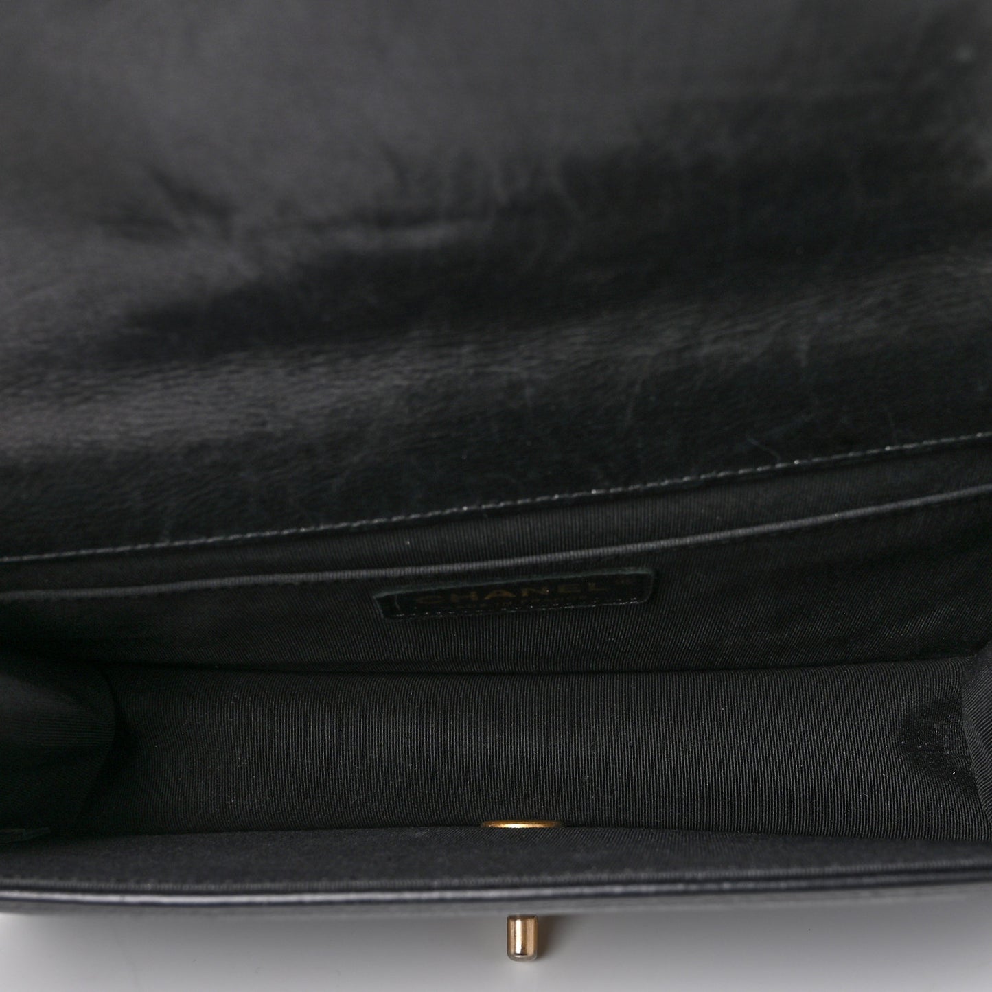 Grained Calfskin Quilted Medium Flap Black