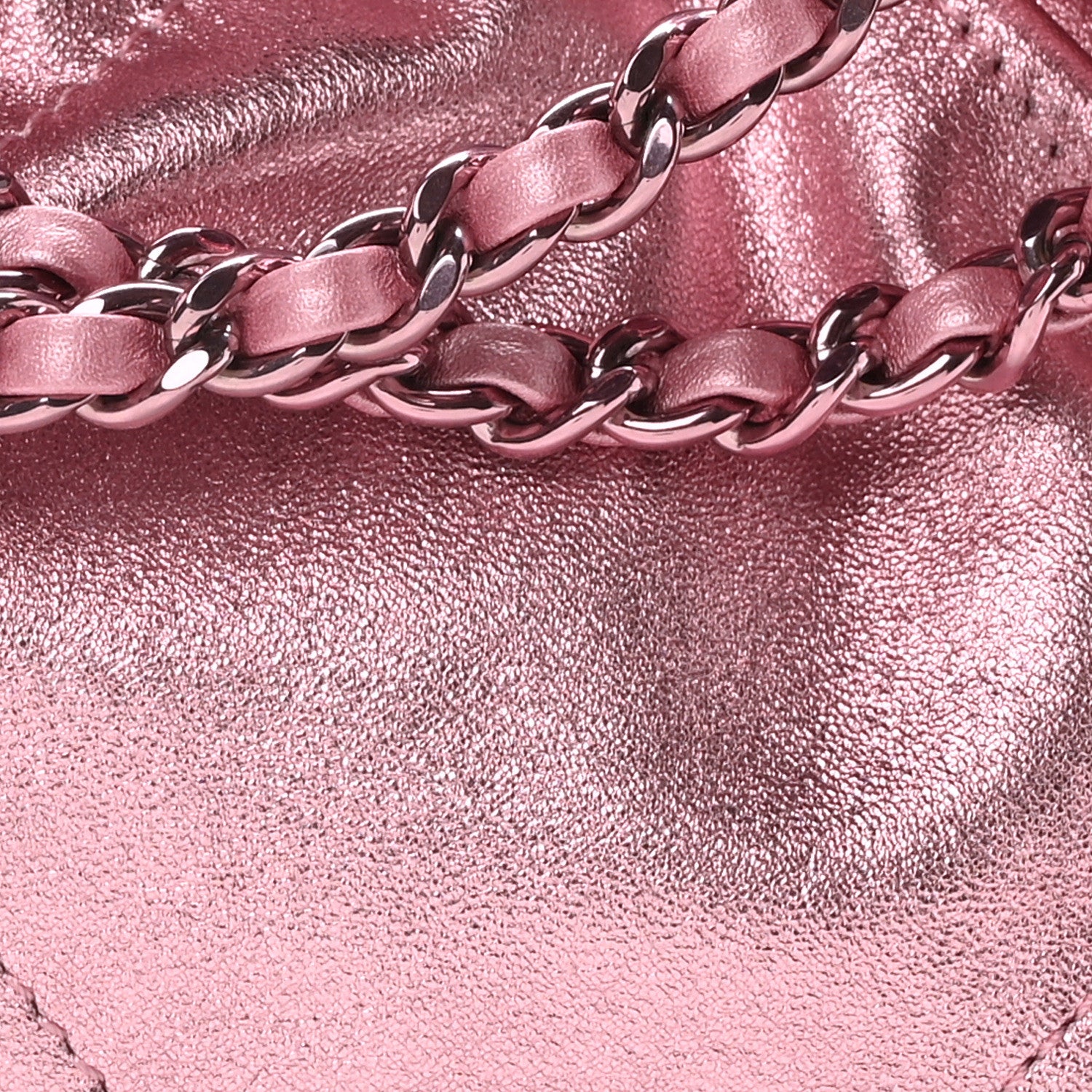 Chanel Metallic Lambskin Lacquered Monochrome Quilted Mini Chanel 22 Pink 8 of 10