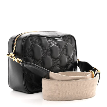 Gucci Calfskin GG Matelasse Shoulder Bag Black Natural 3 of 16
